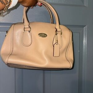 Coach Pebble Leather Satchel in Beige Taupe